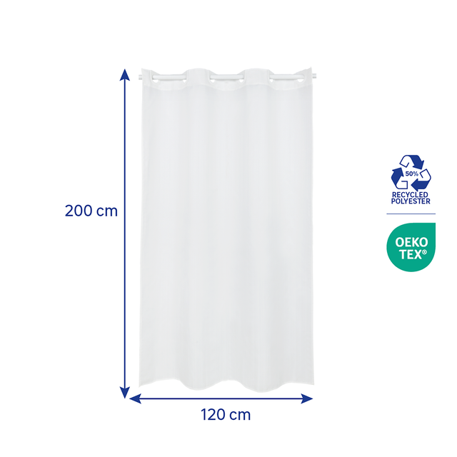 Rideau de douche 120 x 200 cm blanc Neo SENSEA