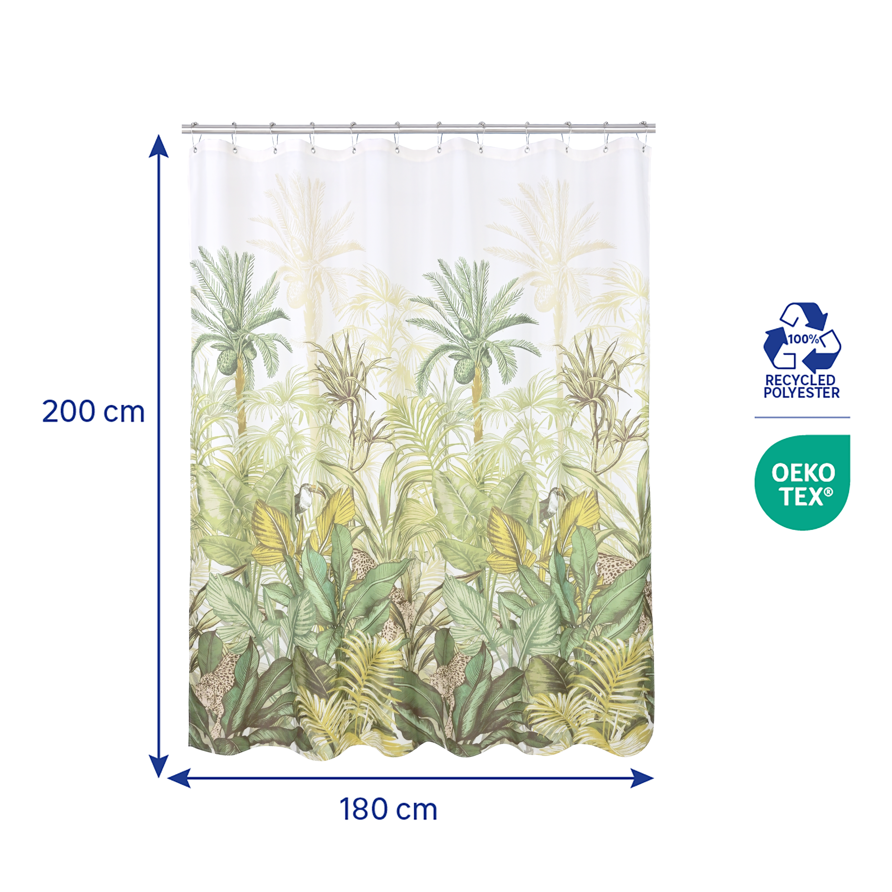 Cortina de baño amazonia multicolor 180x200 cm