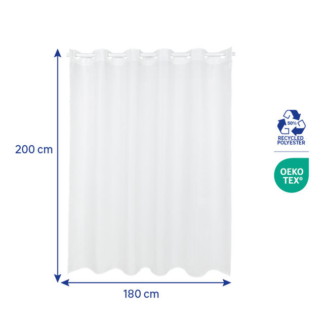 Rideau de douche 180 x 200 cm blanc Neo SENSEA
