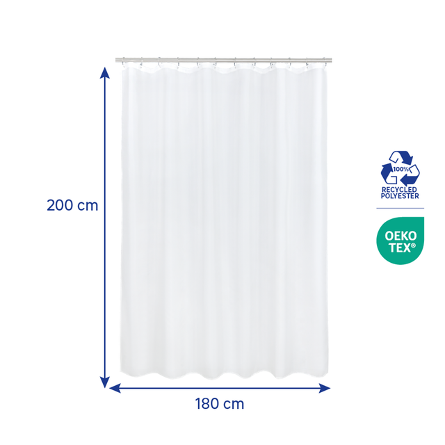 Rideau de douche 180 x 200 cm blanc Easy SENSEA
