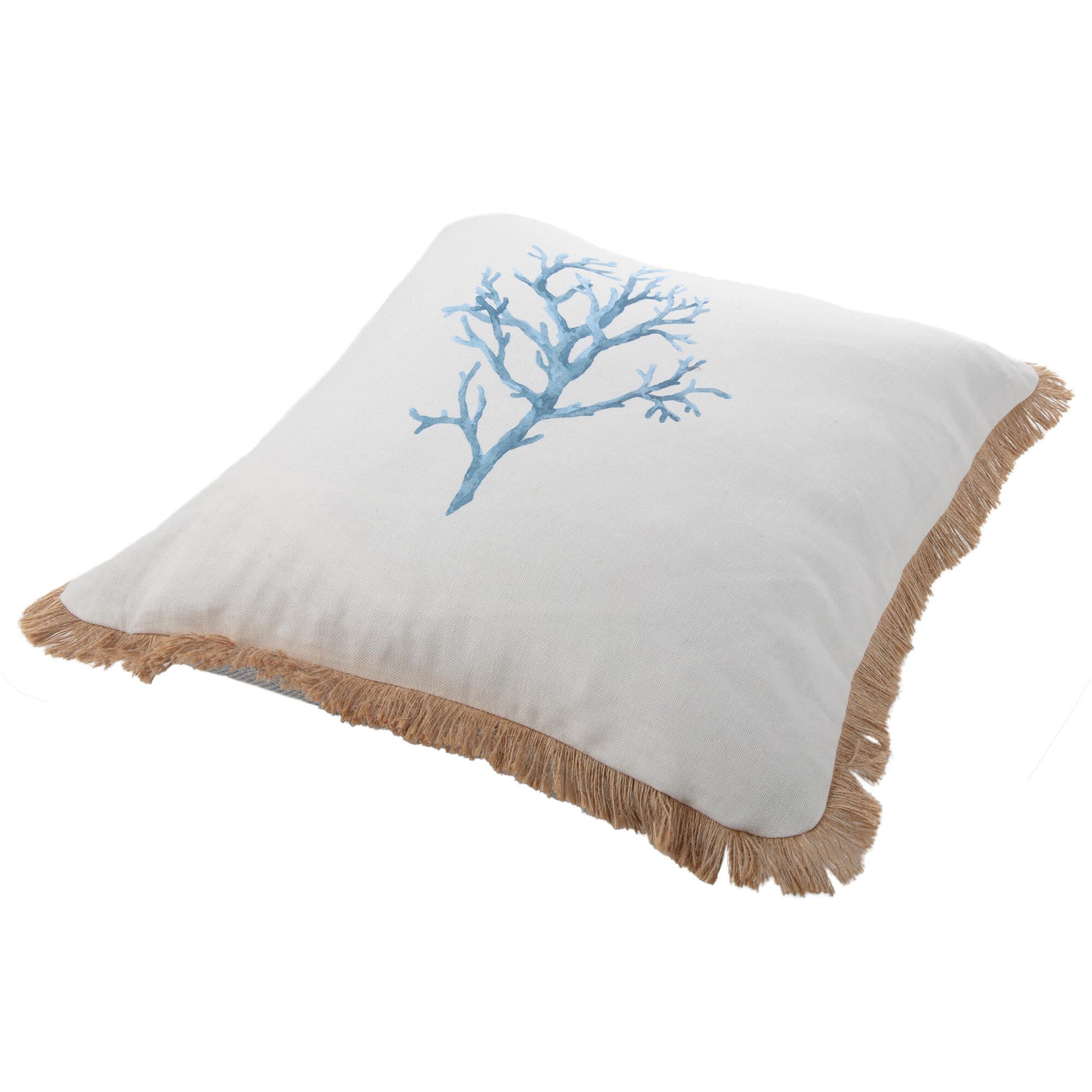 Almofada Coralium 45x45cm algodão azul e bege - 3