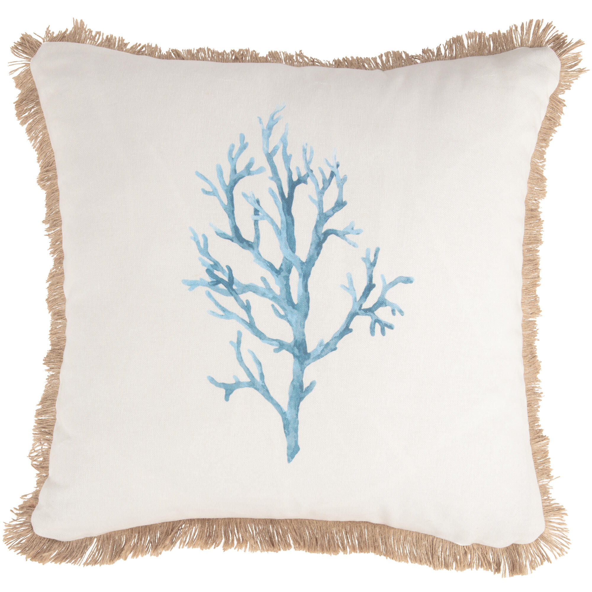 Almofada Coralium 45x45cm algodão azul e bege - 14