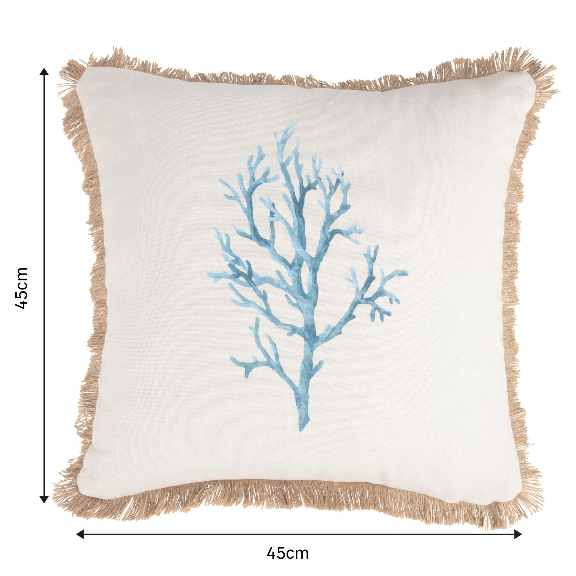Almofada Coralium 45x45cm algodão azul e bege - 10