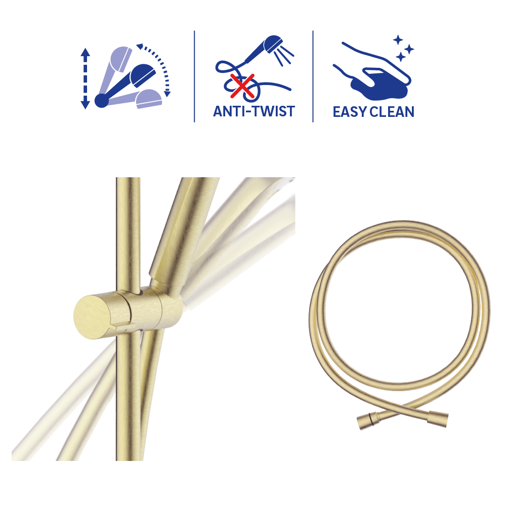 Alcachofa de ducha + flexo + barra SENSEA Icone oro con 3 funciones - 7