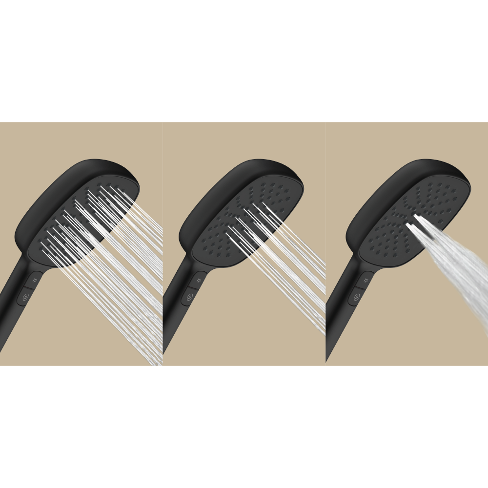 Alcachofa de ducha + flexo + barra SENSEA Remix negro con 3 funciones - 7