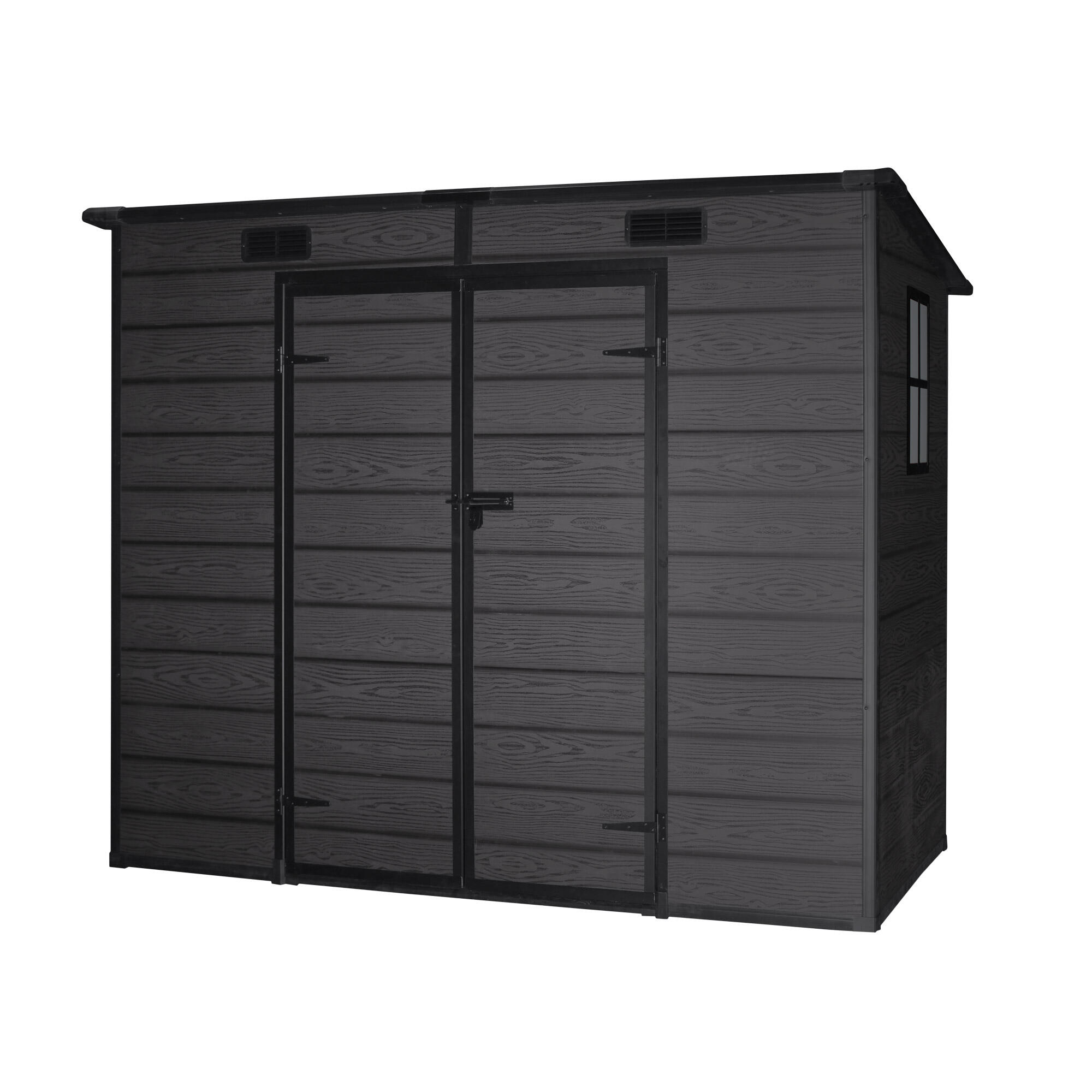 Caseta de resina the space plus flat de 237x183x123 cm y 2.9 m2 con 12 mm espesor y doble puerta abatible the space plus