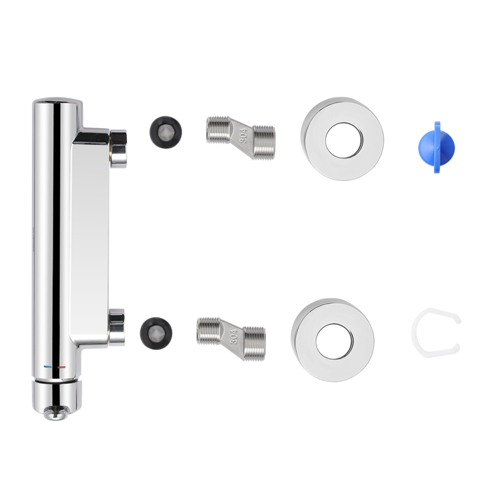 Vista despiezada del mezclador de baño cromado Easy Sensea