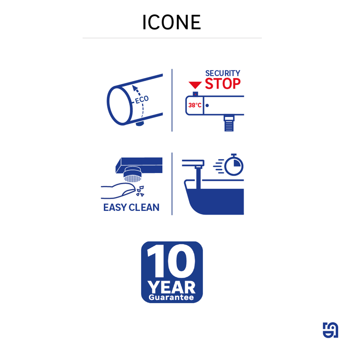 Hoja de pictogramas del mezclador de baño Sensea negro