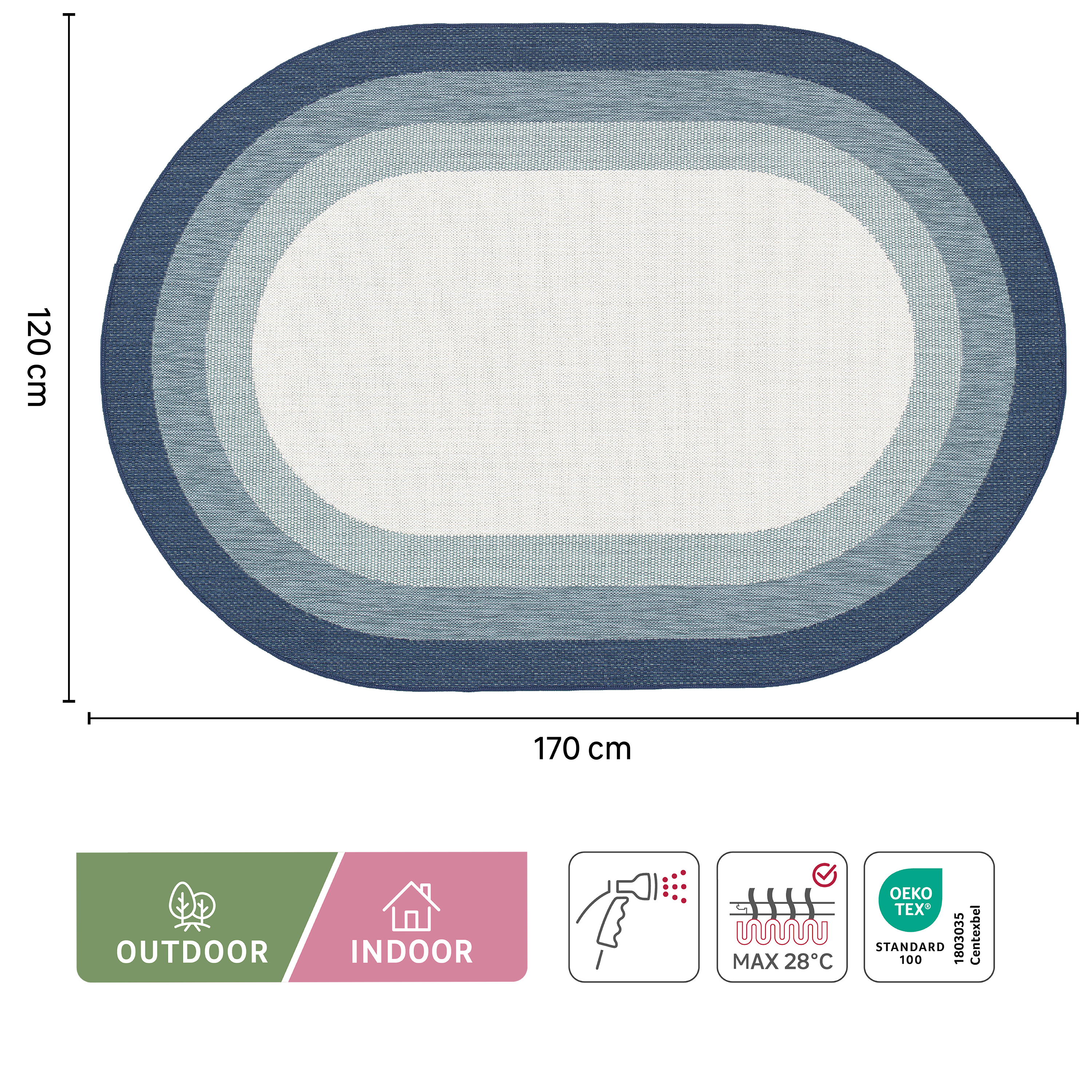 Tapis intérieur / extérieur uni Opale, l.120 x L.170 cm - 6