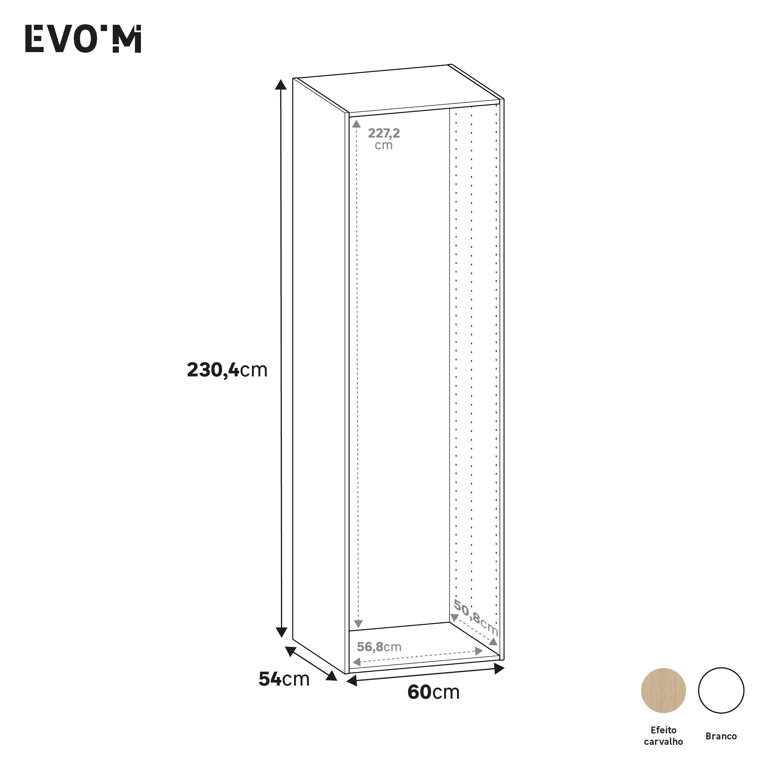 Módulo 230,4x60x54 cm carvalho Spaceo Evo'M - 5