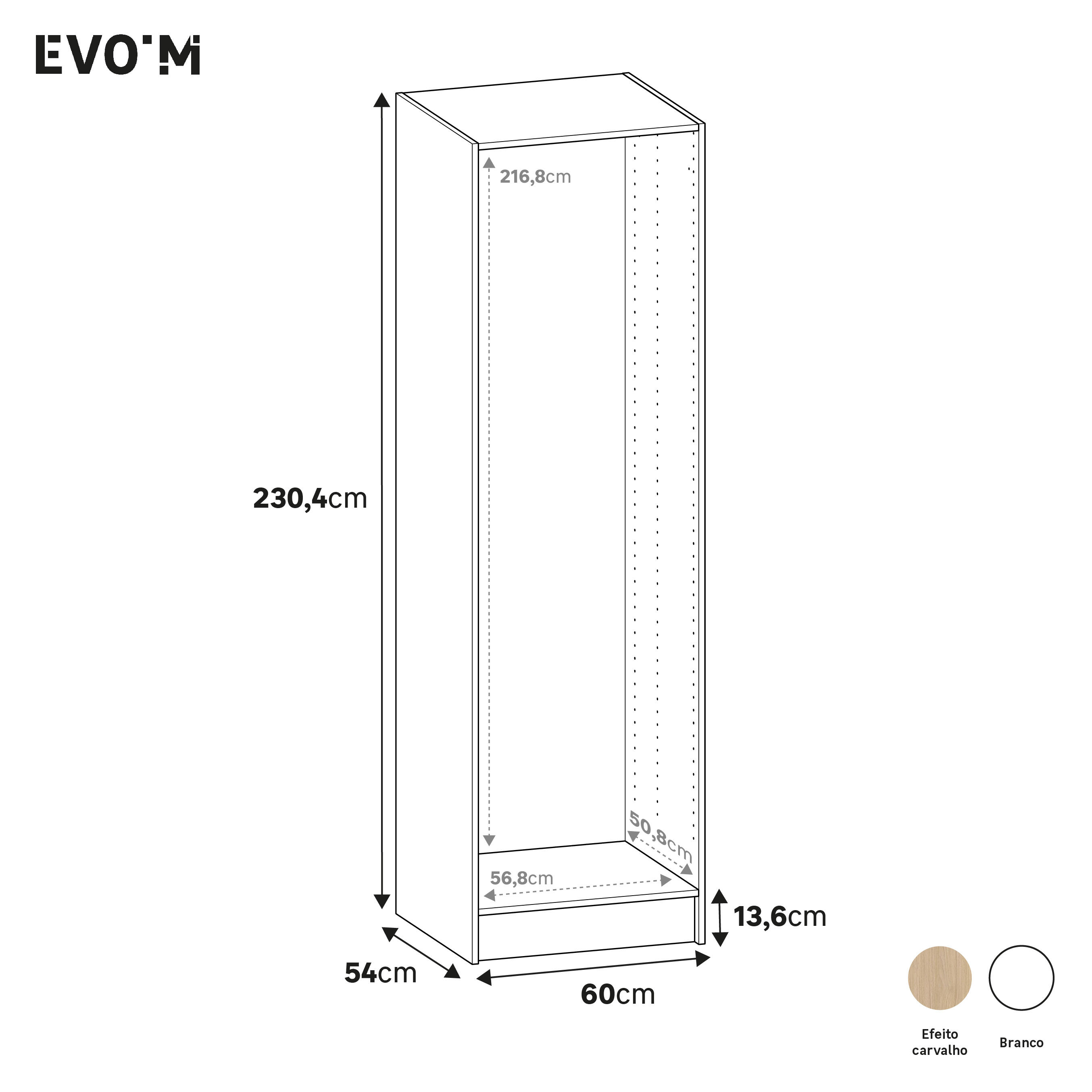 Módulo 230,4x60x54 cm carvalho Spaceo Evo'M - 4