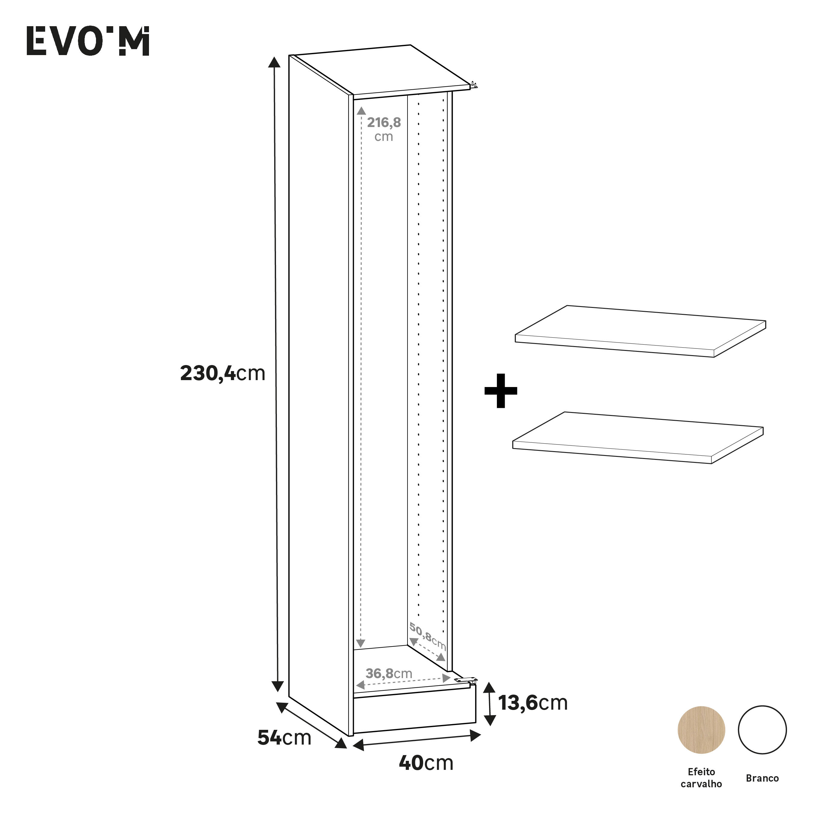 Módulo de canto 230,4x40x54 cm branco Spaceo Evo'M - 5