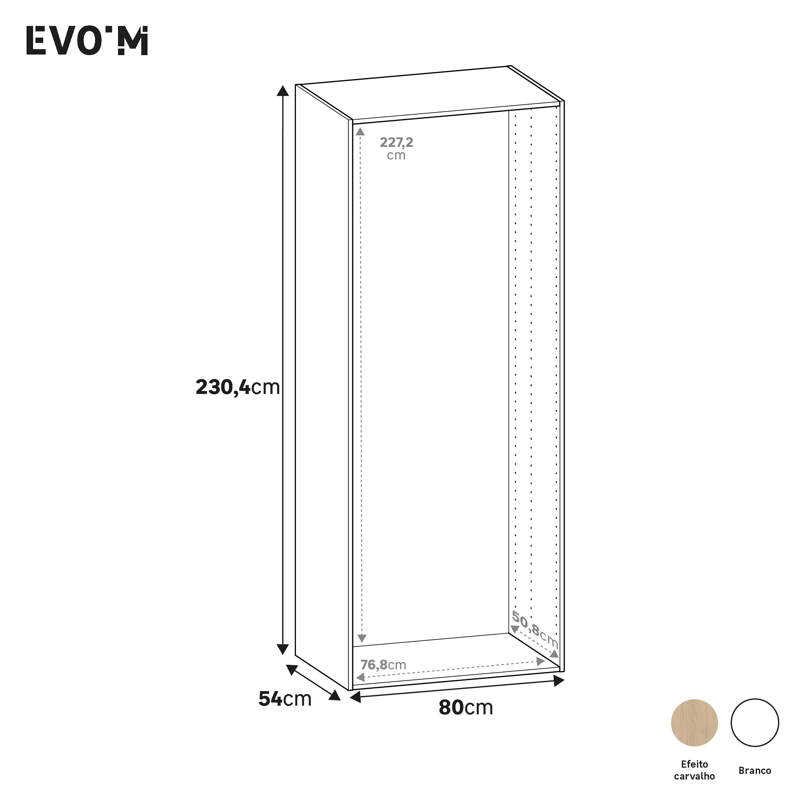 Módulo 230,4x80x54 cm branco Spaceo Evo'M - 5