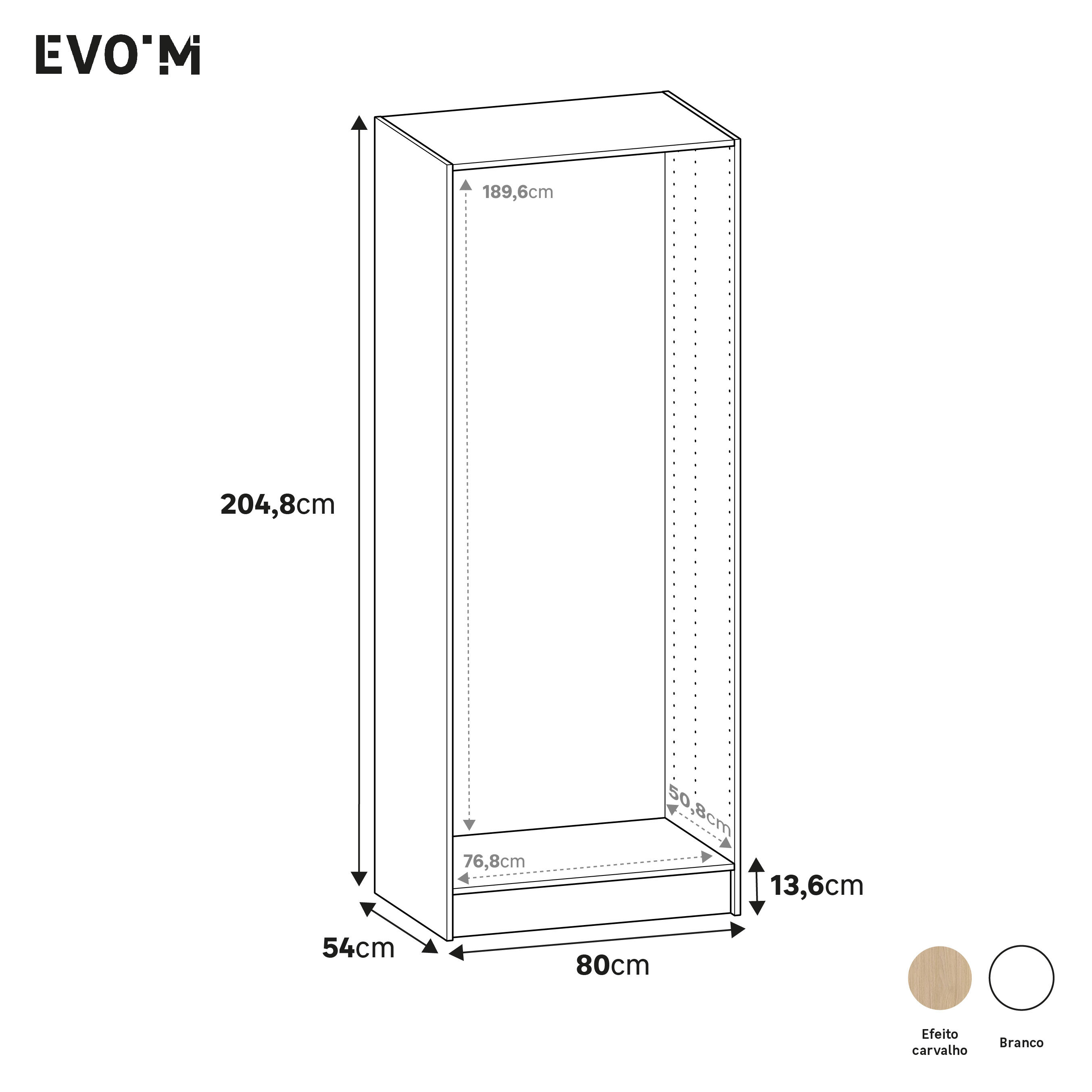 Módulo 204,8x80x54 cm carvalho Spaceo Evo'M - 4