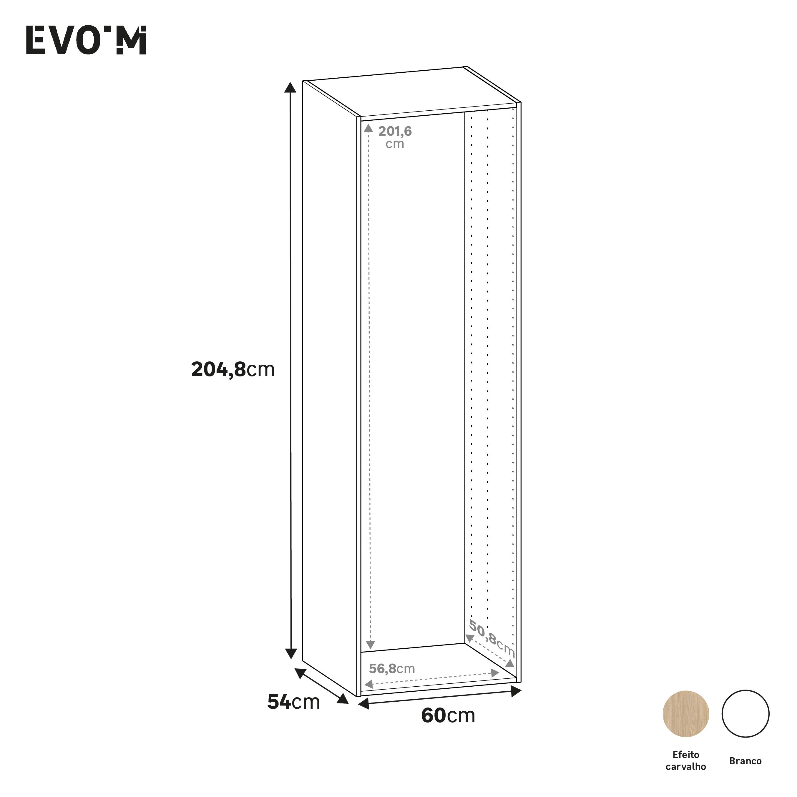 Módulo Spaceo Evo'M carvalho 60x54x204,8 cm - 4