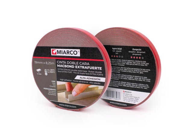 FITA ADESIVA DUPLA FACE EXTERIOR ESPUMA MACBOND 11G MIARCO 19MMX8,25M CINZA