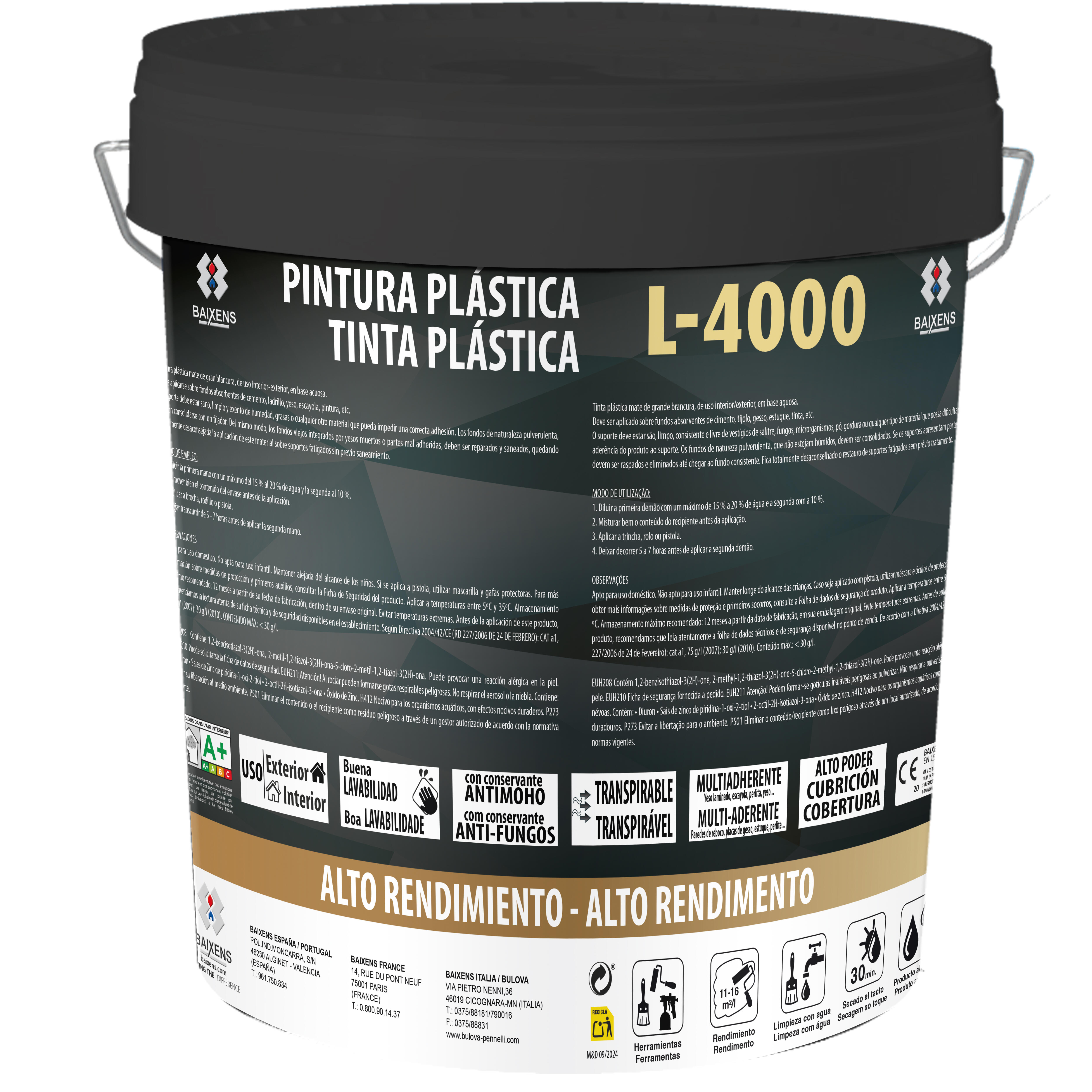 PINTURA PLASTICA BLANCA MATE 15L L4000 - 2