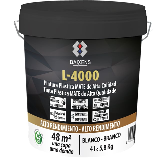 PINTURA PLASTICA BLANCA MATE 4L L4000