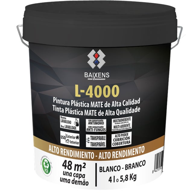 PINTURA PLASTICA BLANCA MATE 4L L4000