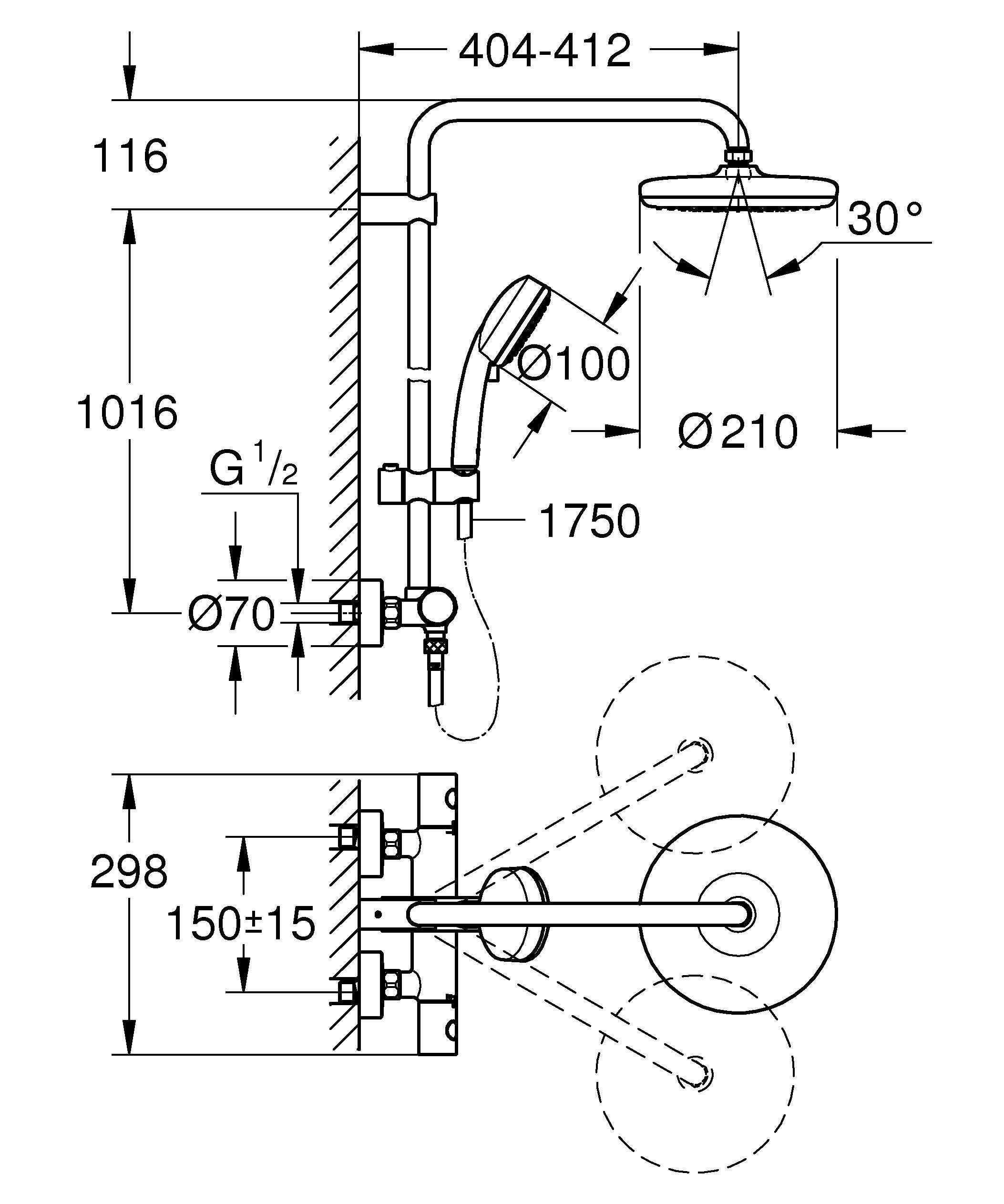 CONJUNTO DUCHE TERMOSTÁTICO COSMOPOLITAN 210 GROHE - 4