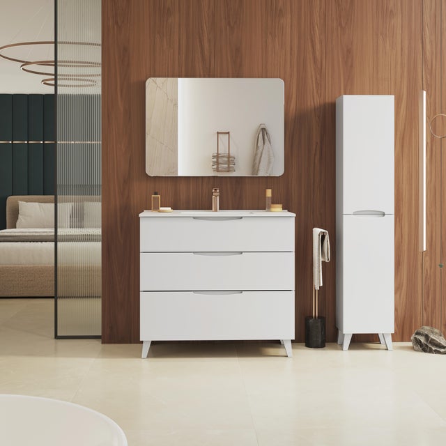 Mueble de baño con lavabo  New Asimétrico blanco  80x45 cm