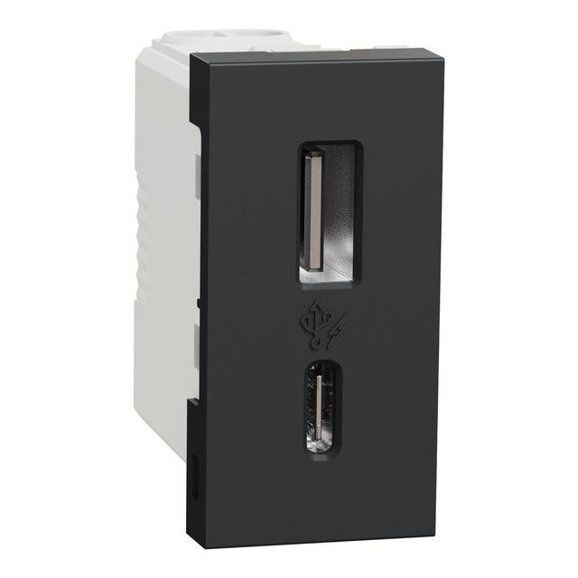 TOMA CARGADOR USB SERIE NEW UNICA ANTRACITA