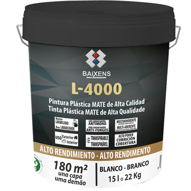 PINTURA PLASTICA BLANCA MATE 15L L4000