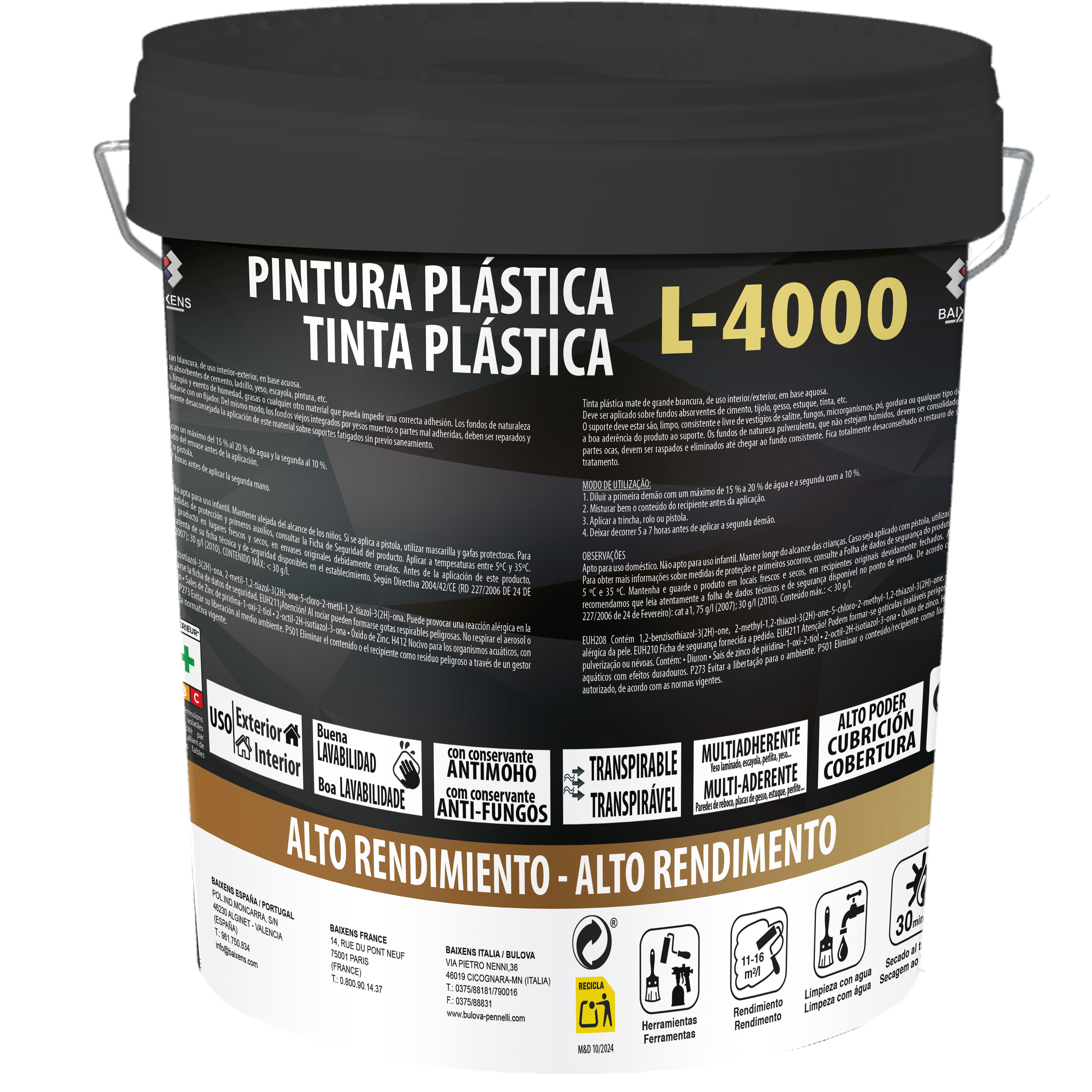 PINTURA PLASTICA BLANCA MATE 4L L4000 - 2