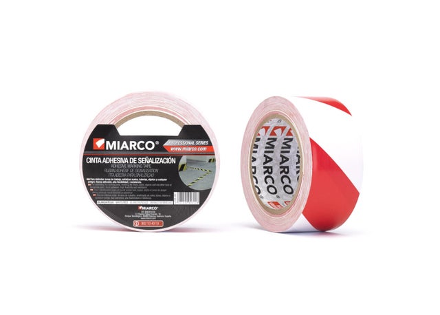 FITA ADESIVA DE SINALIZAÇÃO EM PVC MIARCO 50MMX33M BRANCO E VERMELHO