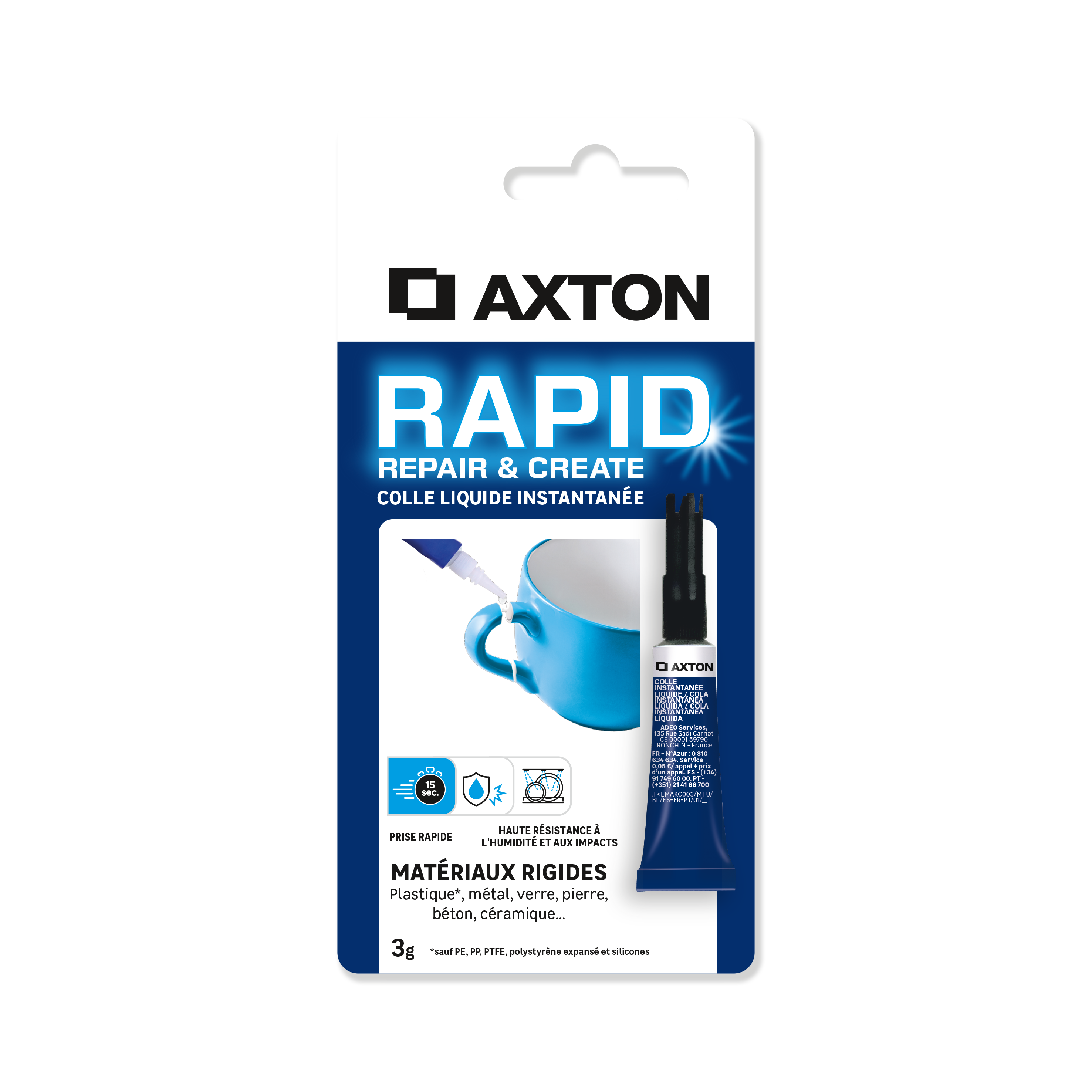 Colle d'assemblage liquide cyanoacrylate Rapid AXTON, 3 g transparent |  Leroy Merlin