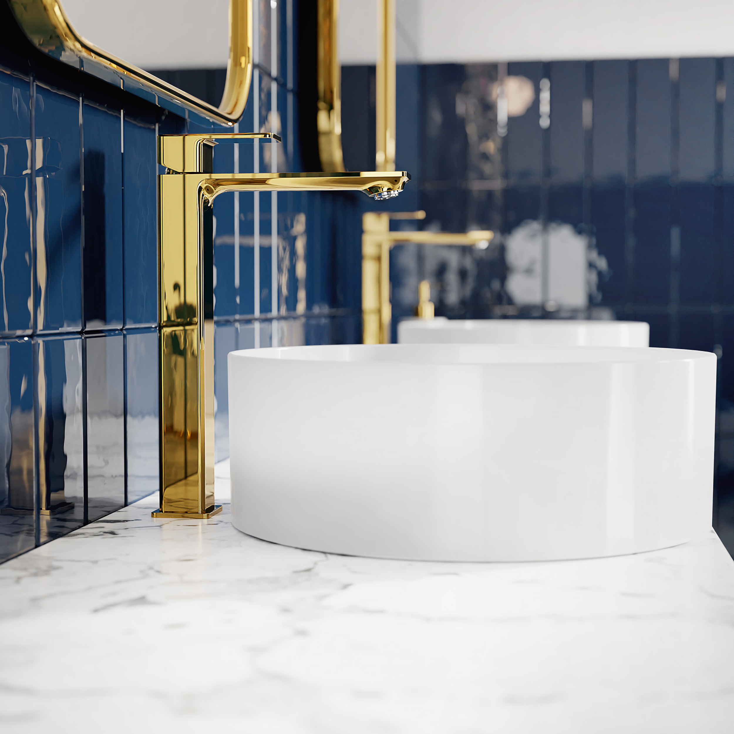 Bateria umywalkowa wysoka złoto połysk Dust 30.6 cm KFA Armatura - 4