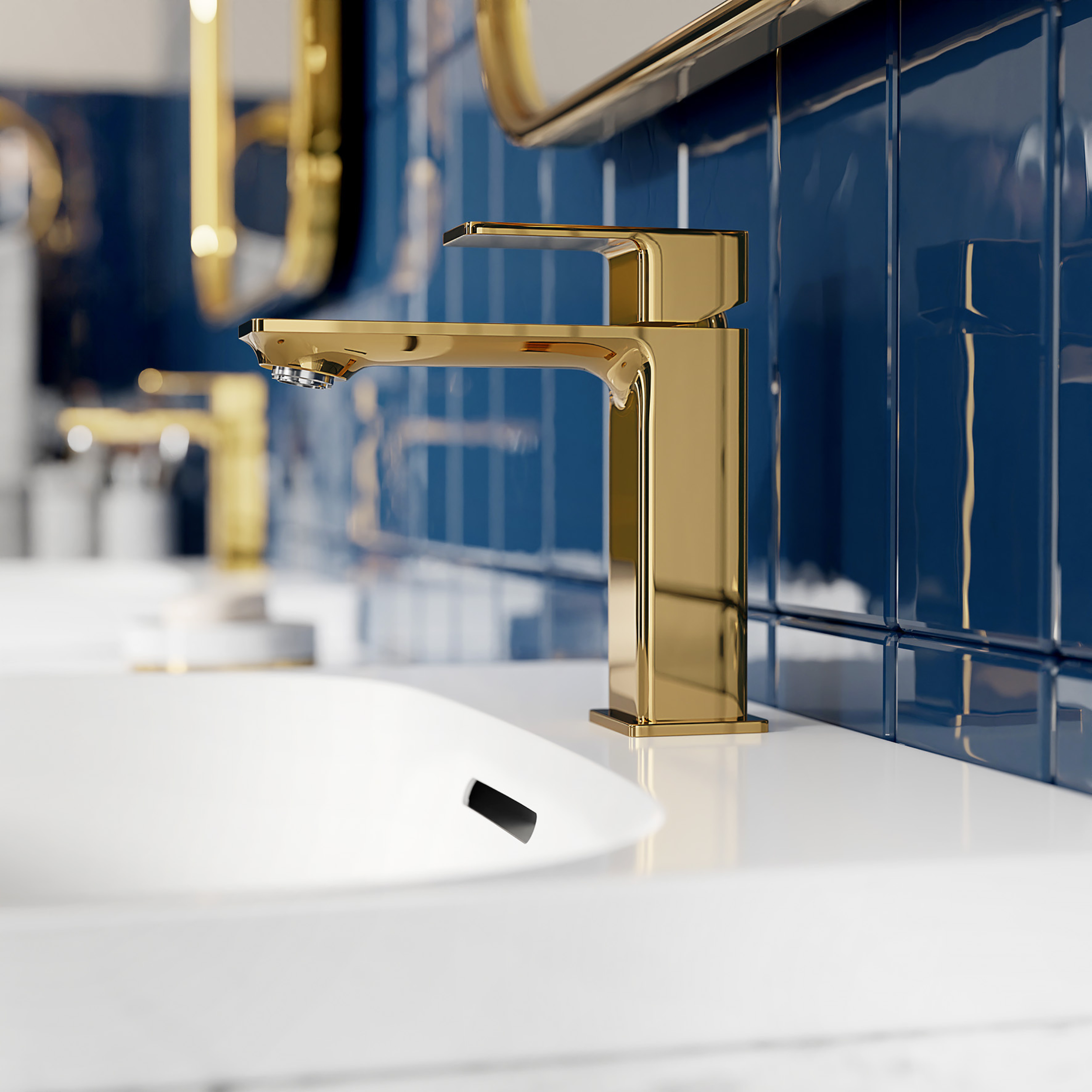 Bateria umywalkowa złoto połysk 16.3 cm z korkiem klik-klak Dust KFA Armatura - 4