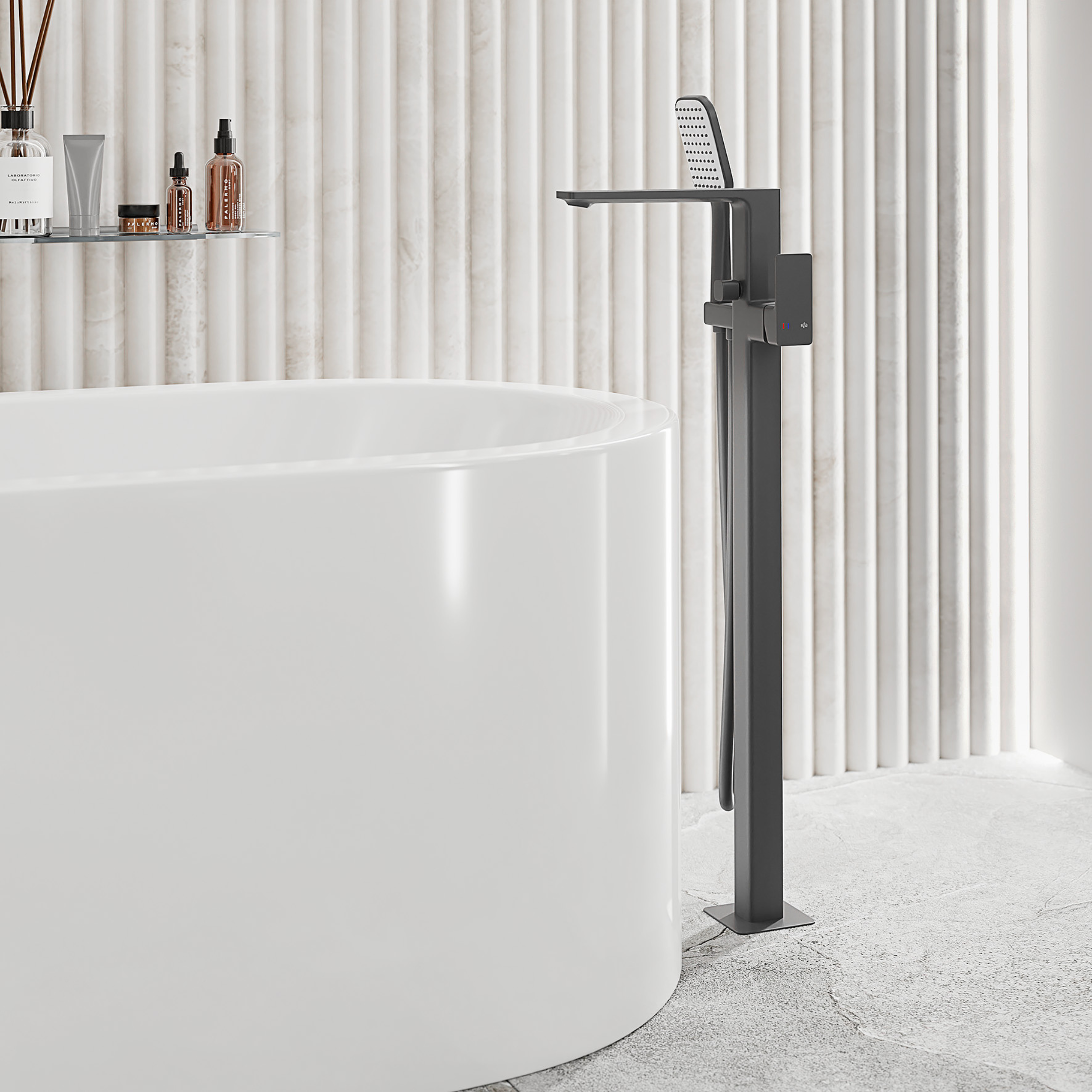 Bateria wannowa wolnostojąca gun metal Dust KFA Armatura - 4