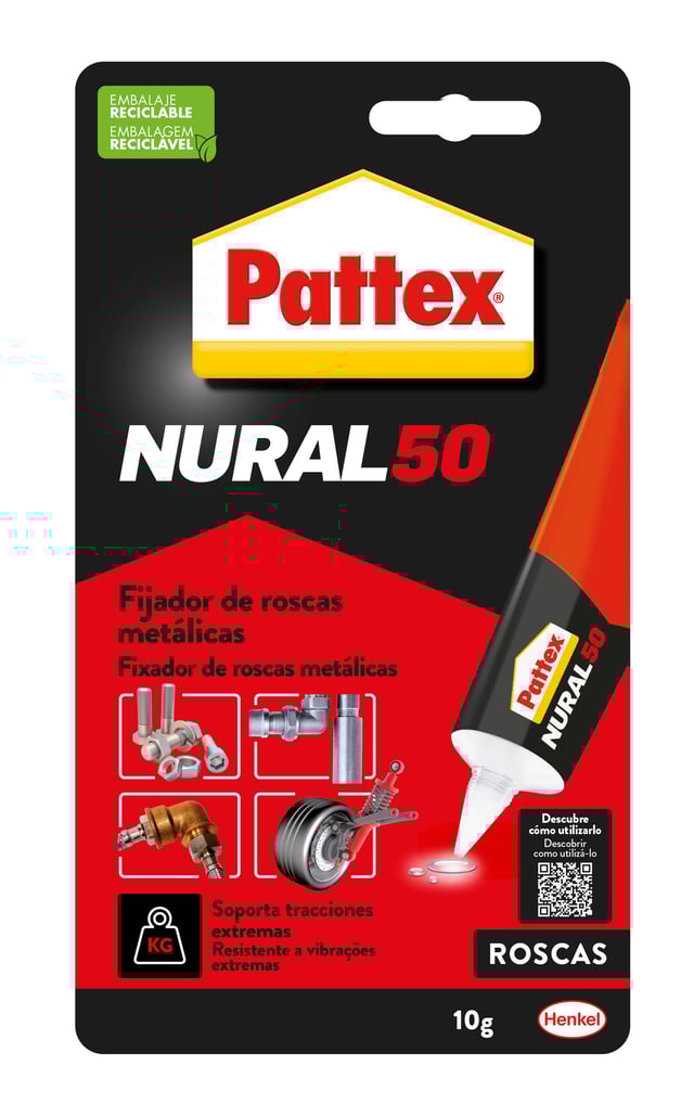 FIXADOR DE ROSCAS METÁLICAS NURAL 50 PATTEX 10ML