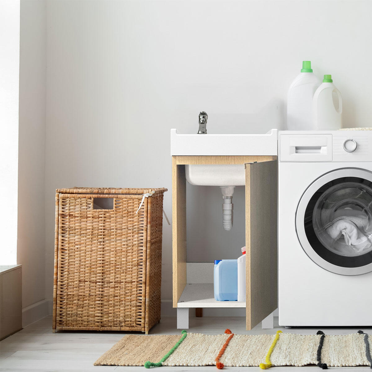 Mobile lavanderia Exe 1 anta in legno rovere chiaro P 50 x L 45 x H 84 cm - 2