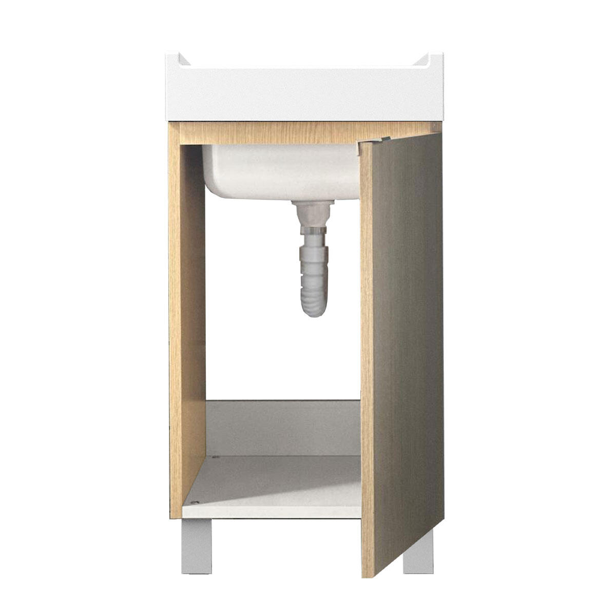Mobile lavanderia Exe 1 anta in legno rovere chiaro P 50 x L 45 x H 84 cm - 4