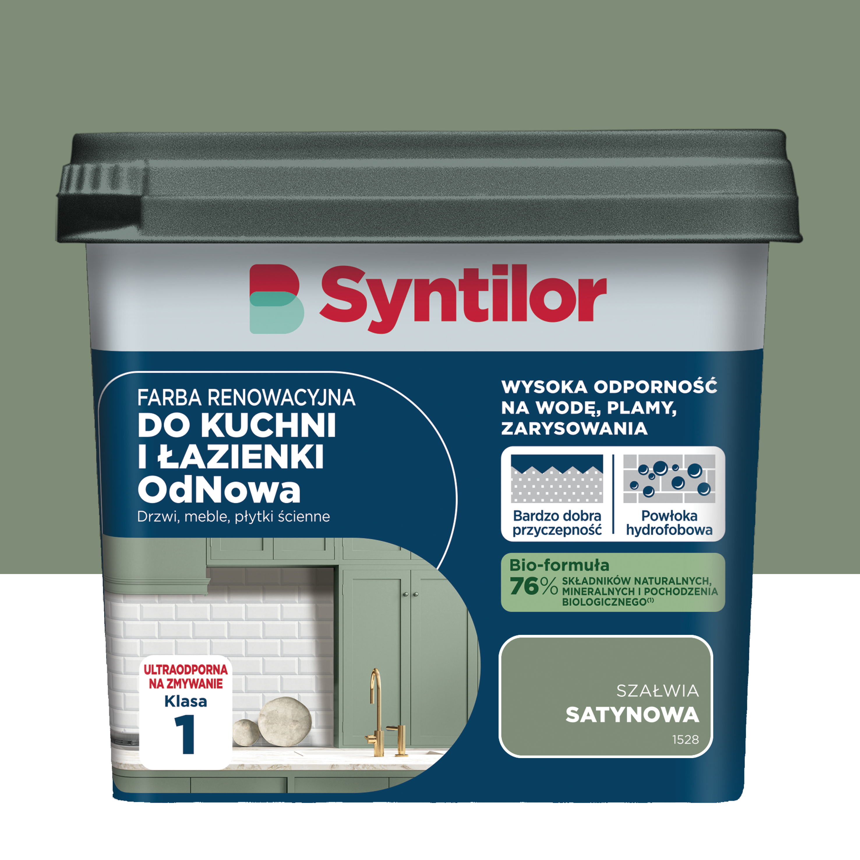 Farba renowacyjna do kuchni i łazienki OdNowa Szałwia satynowa 0.75 l Syntilor