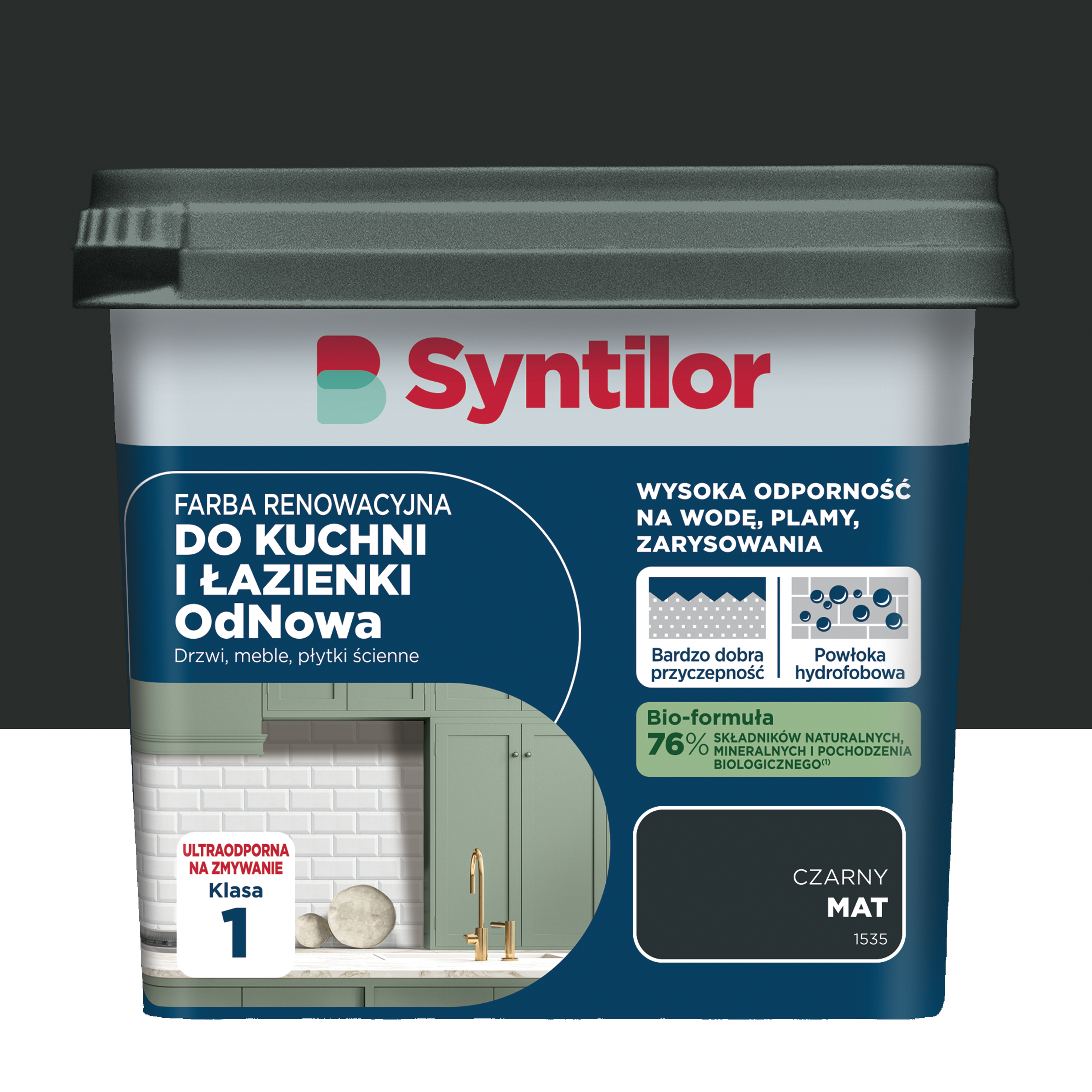 Farba renowacyjna do kuchni i łazienki OdNowa Czarny mat 0.75 l Syntilor