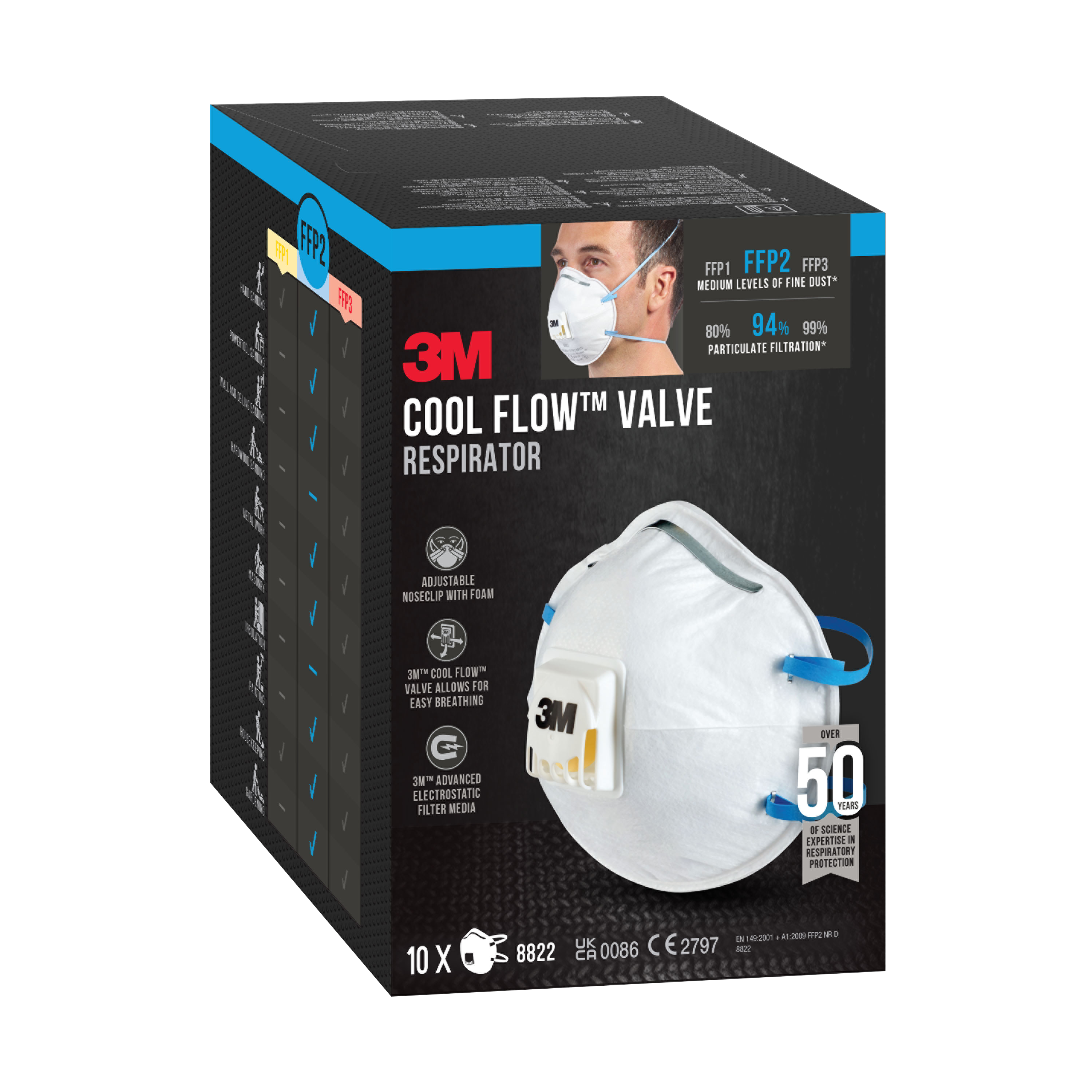 Półmaska Coolflow z zaworem FFP2 10szt. 3M 8822 - 2