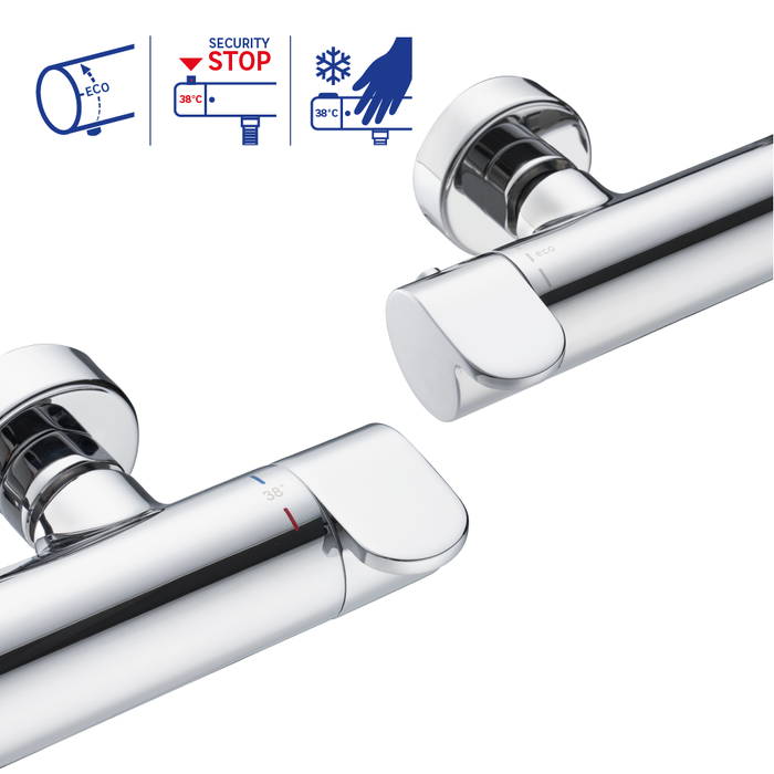 Mezclador termostático de ducha de cuerpo frío con icono cromado Sensea