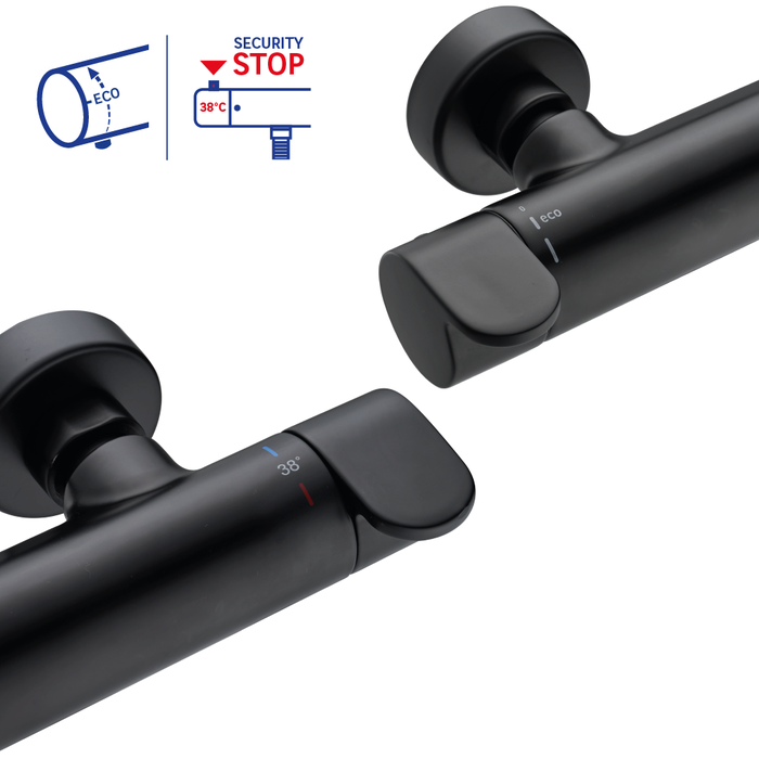 mezclador de baño negro icono de seguridad sensea