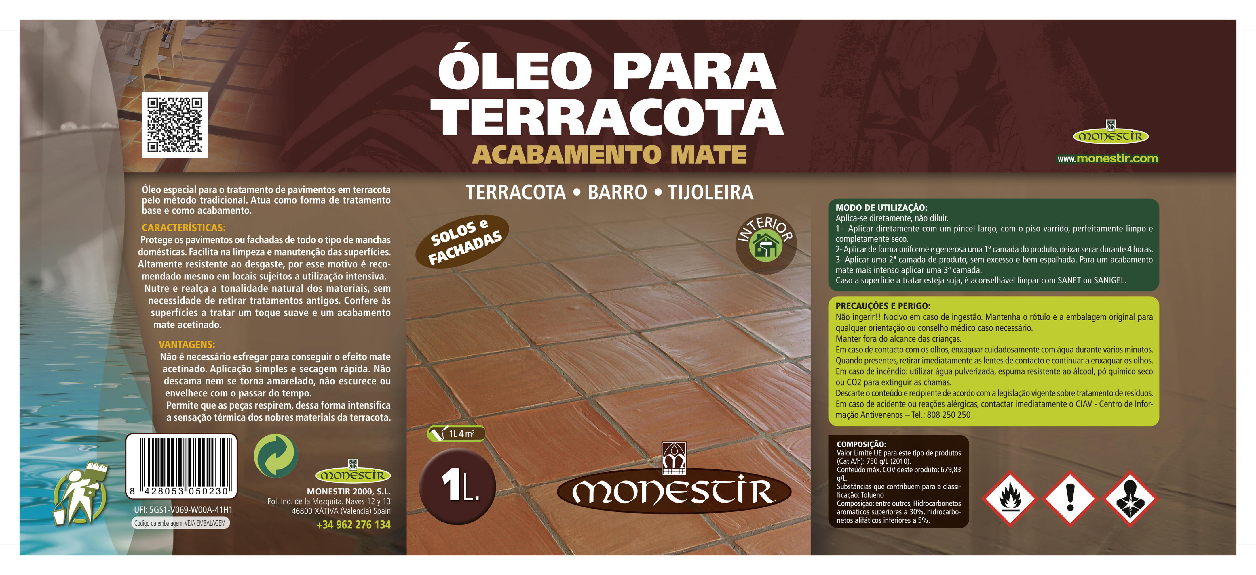 óleo terracota rústico para chão Monestir 1L mate - 4