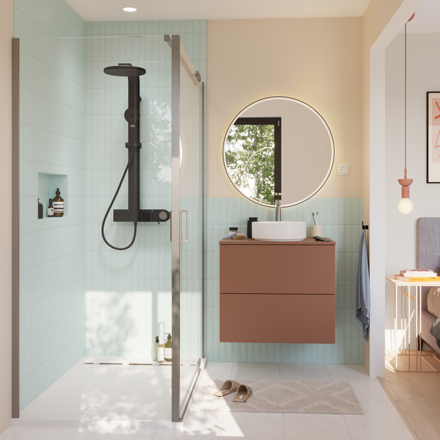 Paroi latérale pour porte pivotante vitrage transparent chromé brossé l.90cm Neo