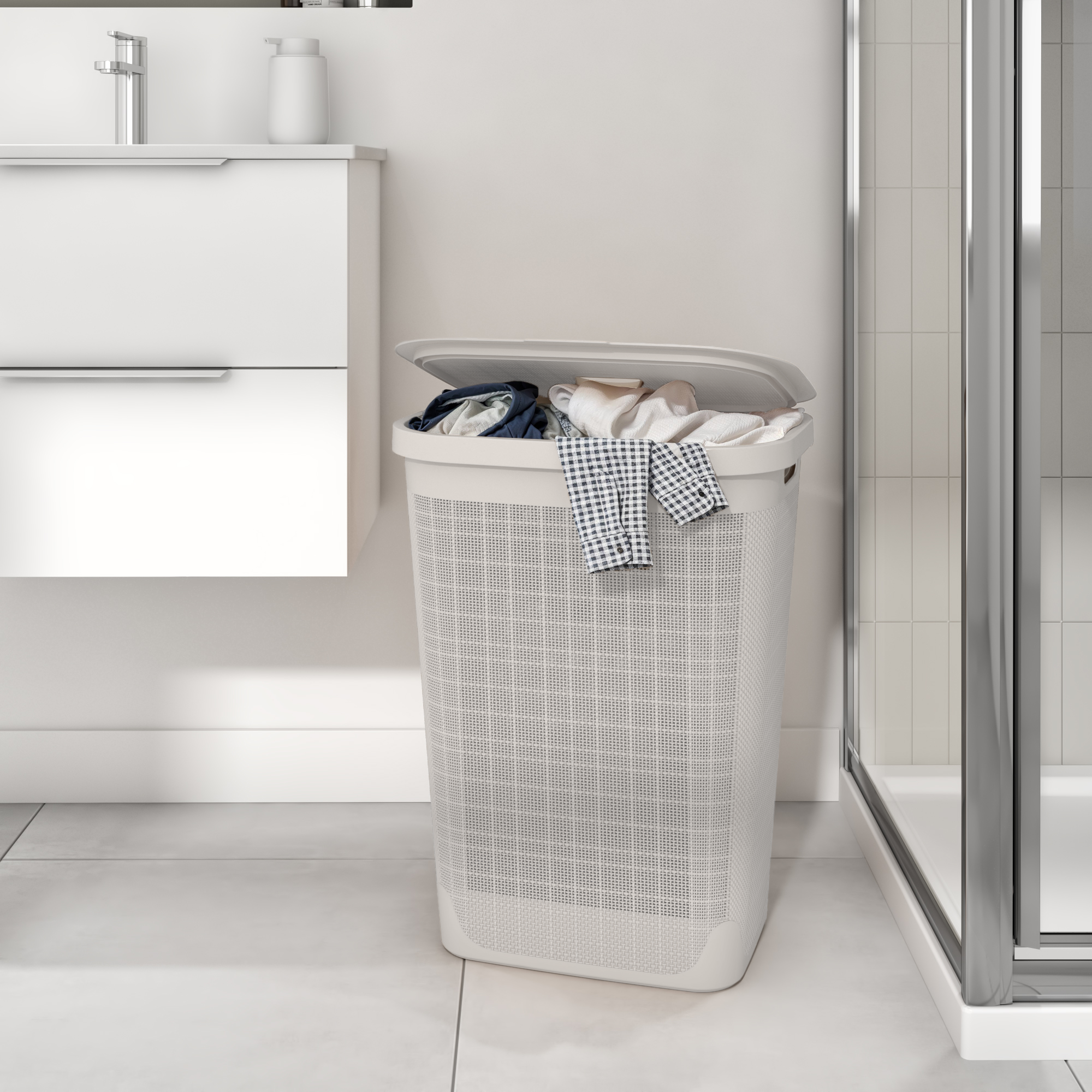 Cesto roupa 60 lt bege Sensea Linen - 4