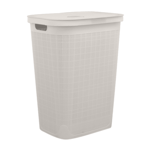 Cesto Portabiancheria Ebaxx 69 Litri XL - Plastica, Rettangolare, Con Maniglie, Bianco/grigio