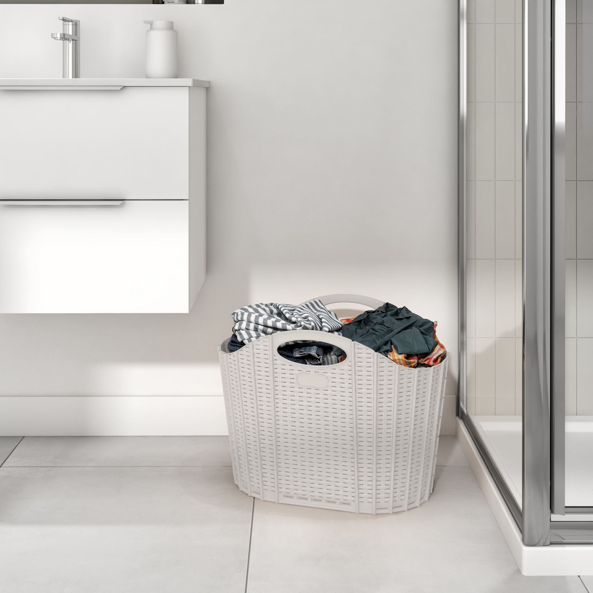 Cesto roupa dob 40 lt bege Sensea Linen - 3