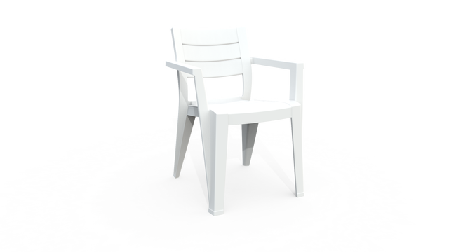 Sedia da giardino con braccioli JULIE KETER, struttura in polipropilene bianco, seduta in poliestere bianco
