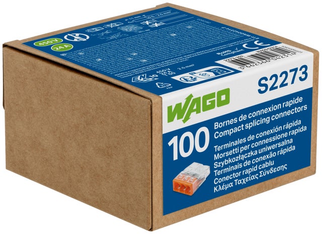 Borne de connexion 2273 3 entrées boite de 100  - WAGO