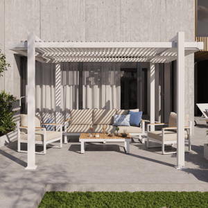 Pergola autoportante NATERIAL Odyssea / persea aluminium blanc, 11.52 m²