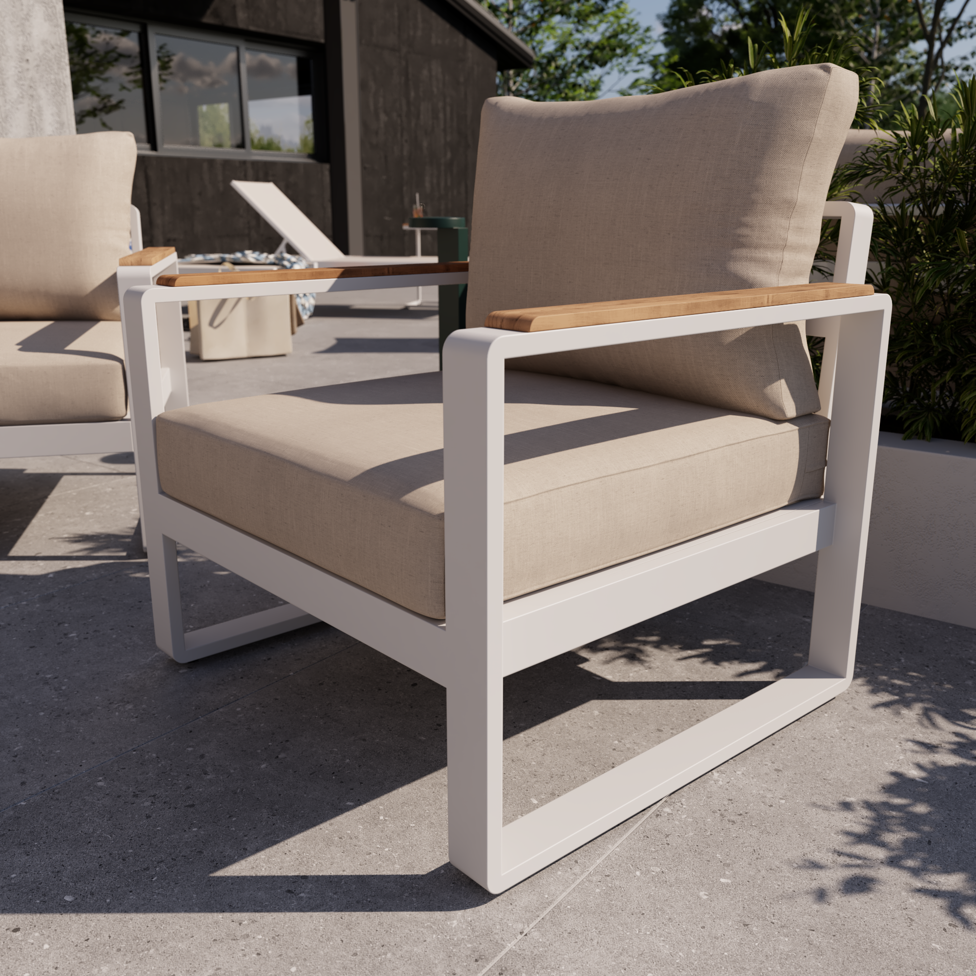Sillón de jardín con cojín de jardín de aluminio Persea blanco - 6